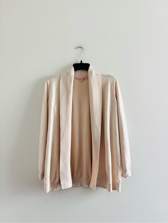 Philosophy Sweaters - Philosophy Cardigan Sweater Blush Pink Shawl Collar Knit Open Women M Preppy